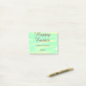 Happy Easter green yellow pastel gray name year  Post-it Klebezettel (Auf Schreibtisch)