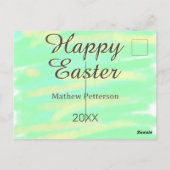 Happy Easter green yellow pastel gray name year  Postkarte (Rückseite)