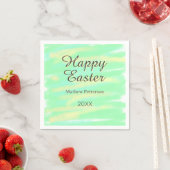 Happy Easter green yellow pastel gray name year  Serviette (Beispiel)