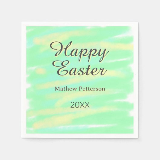 Happy Easter green yellow pastel gray name year  Serviette (Vorderseite)