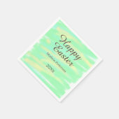 Happy Easter green yellow pastel gray name year  Serviette (Ecke)