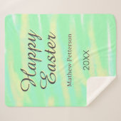 Happy Easter green yellow pastel gray name year  Sherpadecke (Vorderseite (Horizontal))