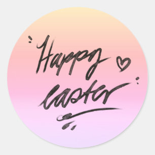 Happy easter hand lettering  runder aufkleber