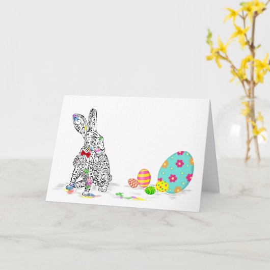 Happy Easter Hare & Egg Design Karte (Gelbe Blume)