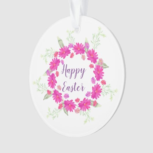 Happy Easter Helle Rosa und Weiße Blume Ornament (Vorderseite)