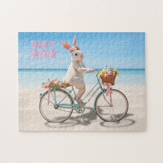 Happy Easter Hilton Head Island Bicycle on Beach Puzzle (Horizontal)