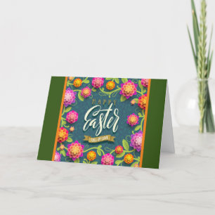 Happy Easter Holiday Bunny Floral Holiday Cards Feiertagskarte