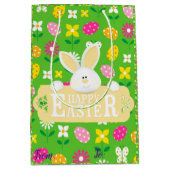 Happy Easter Holiday Bunny Floral Mittlere Geschenktüte (Vorderseite)