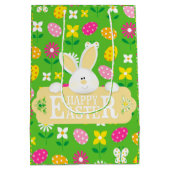 Happy Easter Holiday Bunny Floral Mittlere Geschenktüte (Rückseite)