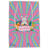 Happy Easter Holiday Bunny Floral Mittlere Geschenktüte (Vorderseite)