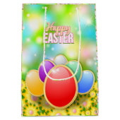 Happy Easter Holiday Bunny Floral Mittlere Geschenktüte (Rückseite)