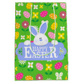 Happy Easter Holiday Bunny Floral Mittlere Geschenktüte (Rückseite)