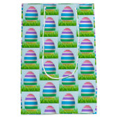 Happy Easter Holiday Bunny Floral Mittlere Geschenktüte (Rückseite)