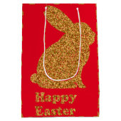 Happy Easter Holiday Bunny Floral Mittlere Geschenktüte (Rückseite)