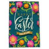 Happy Easter Holiday Bunny Floral Mittlere Geschenktüte (Vorderseite)