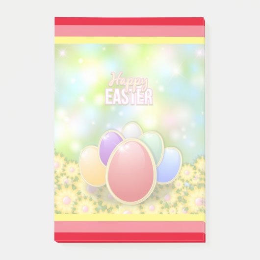 Happy Easter Holiday Bunny Floral Post-it Klebezettel (Vorderseite)