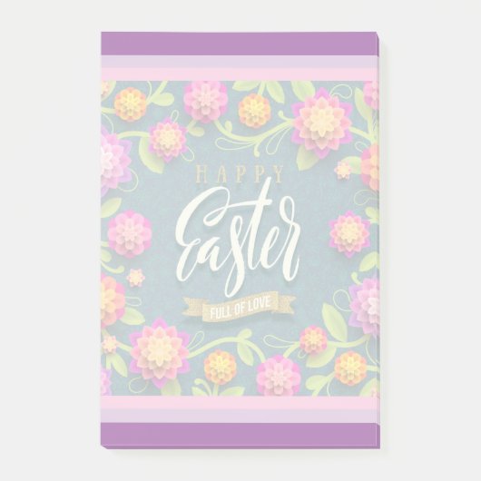 Happy Easter Holiday Bunny Floral Post-it Klebezettel (Vorderseite)