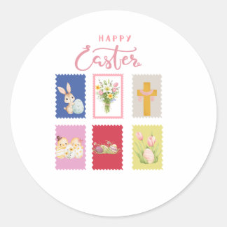Happy Easter Holiday Stamp Runder Aufkleber