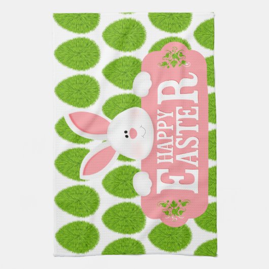 Happy Easter Holiday Trendy Bunny Floral Geschirrtuch (Vertikal)