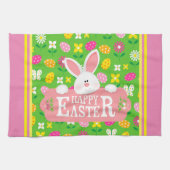 Happy Easter Holiday Trendy Bunny Floral Geschirrtuch (Horizontal)
