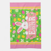 Happy Easter Holiday Trendy Bunny Floral Geschirrtuch (Vertikal)