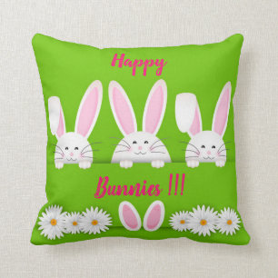 Happy Easter Holiday Trendy Bunny Floral Kissen