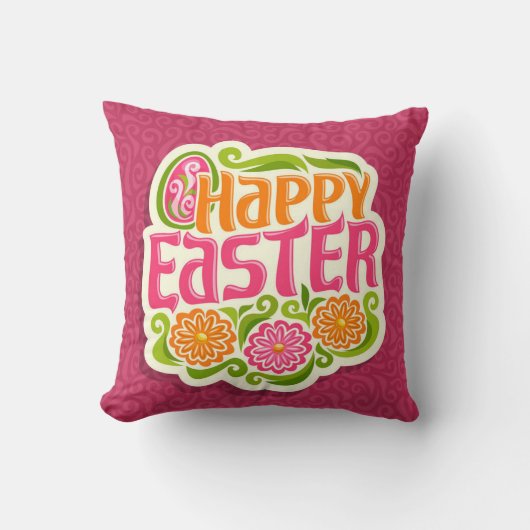 Happy Easter Holiday Trendy Bunny Floral Kissen (Vorderseite)