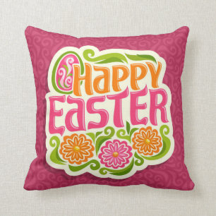 Happy Easter Holiday Trendy Bunny Floral Kissen