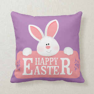 Happy Easter Holiday Trendy Bunny Floral Kissen
