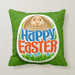 Happy Easter Holiday Trendy Bunny Floral Kissen