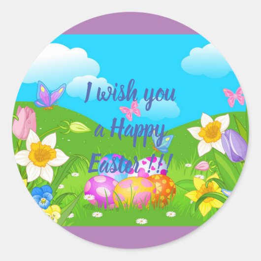 Happy Easter Holiday Trendy Bunny Floral Runder Aufkleber (Vorderseite)