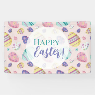 Happy Easter Hunt Muster farbenfrohe Pastellfarben Banner