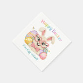 Happy Easter I'm Egg-cited Bunny  Serviette (Ecke)