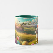 Happy Easter in a Spring Landscape Tasse (Zentrum)