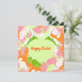 Happy Easter Invitation Card – Cute Bunny Floral  Einladung (Stehend Vorderseite)
