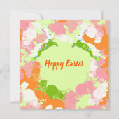 Happy Easter Invitation Card – Cute Bunny Floral  Einladung (Vorderseite)