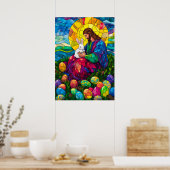 Happy Easter Jesus Bunny Egal Mauer Art Poster (Küche)