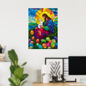 Happy Easter Jesus Bunny Egal Mauer Art Poster (Heimbüro)