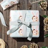 Happy Easter Kid Photo with Bunny Ears Geschenkpapier