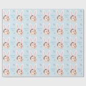 Happy Easter Kid Photo with Bunny Ears Geschenkpapier (Flach)