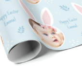 Happy Easter Kid Photo with Bunny Ears Geschenkpapier (Rolleneckpunkt)