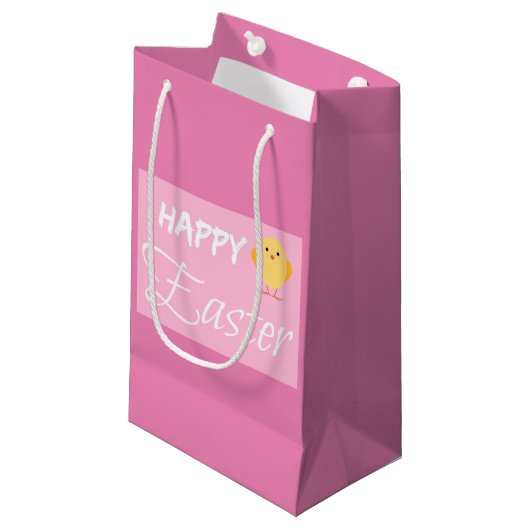 Happy Easter Kleine Kick Pink Kleine Geschenktasch Geschenktüte (Vorderseite Schrägansicht)