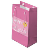 Happy Easter Kleine Kick Pink Kleine Geschenktasch Geschenktüte (Rückseite Schrägansicht)