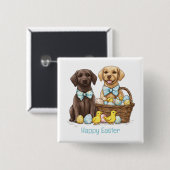 Happy Easter Labrador Retriever Hunde Button (Vorne & Hinten)