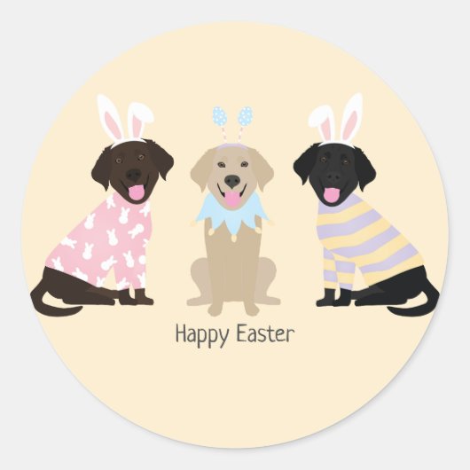 Happy Easter Labrador Retriever Hunde Runder Aufkleber (Vorderseite)