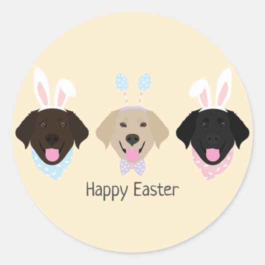 Happy Easter Labrador Retriever Hunde Runder Aufkleber (Vorderseite)