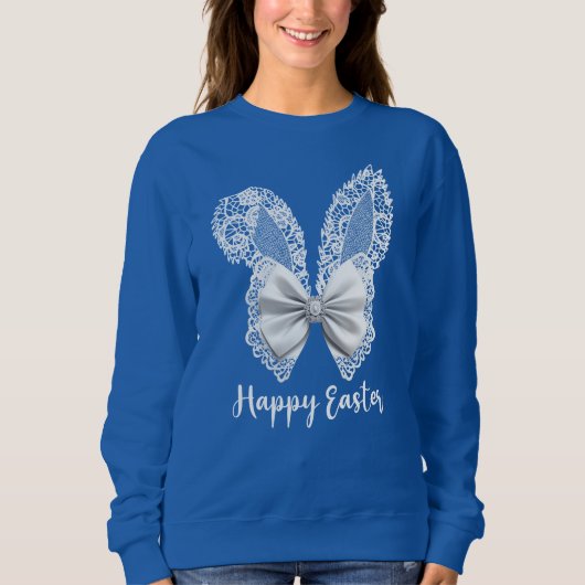 Happy Easter Lace Bunny Lace Ears Lace Bow Sweatshirt (Vorderseite)