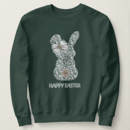 Happy Easter Lace Bunny Lace Ears Lace Bow Sweatshirt