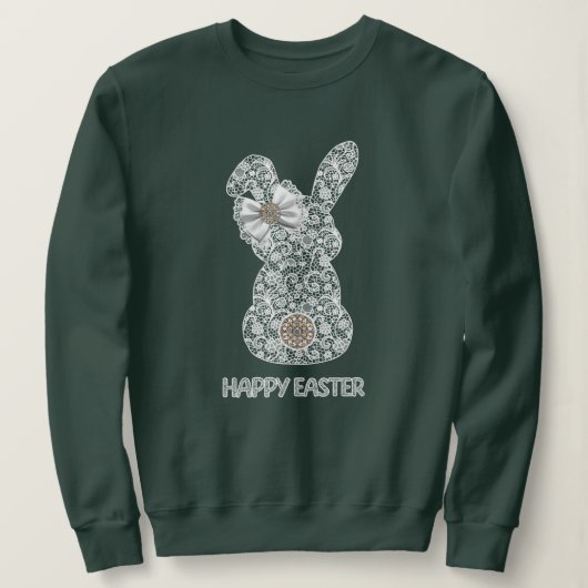 Happy Easter Lace Bunny Lace Ears Lace Bow Sweatshirt (Design vorne)