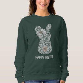 Happy Easter Lace Bunny Lace Ears Lace Bow Sweatshirt